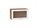 Шкаф верхний горизонтальный остекленный Сканди (358х600х320) Дуб Вотан/white softwood