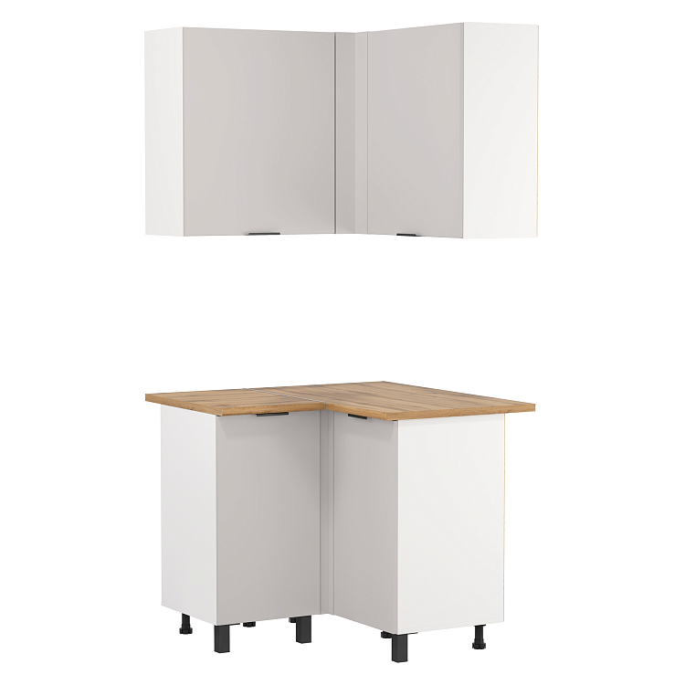 Шкаф угловой Венера  ЛДСП белый/фасад ЛДСП кашемир/столешница дуб вотан/ДВПО белый