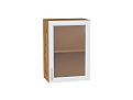 Шкаф верхний с 1-ой остекленной дверцей Сканди (716х500х320) Дуб Вотан/white softwood