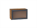 Шкаф верхний горизонтальный остекленный Сканди (358х600х320) Дуб Вотан/graphite softwood