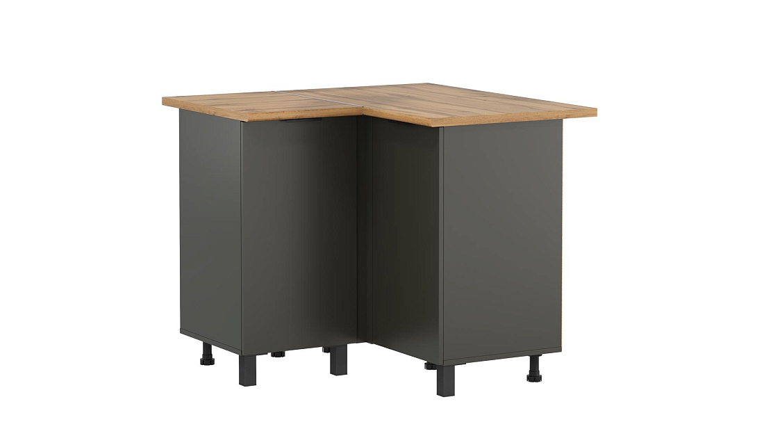 Шкаф угловой Венера  ЛДСП диамант серый/фасад ЛДСП диамант серый/столешница дуб вотан/ДВПО белый