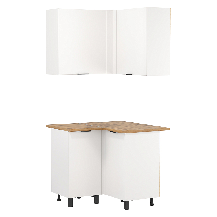 Шкаф навесной угловой Венера ЛДСП белый/фасад ЛДСП белый/ДВПО белый