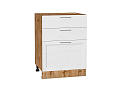 Шкаф нижний с 3-мя ящиками Сканди (816х600х480) Дуб Вотан/white softwood