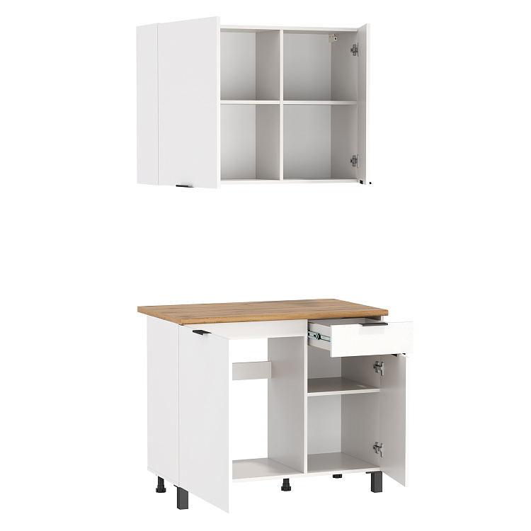 Шкаф навесной Венера (1000) ЛДСП белый/фасад ЛДСП белый/ДВПО белый