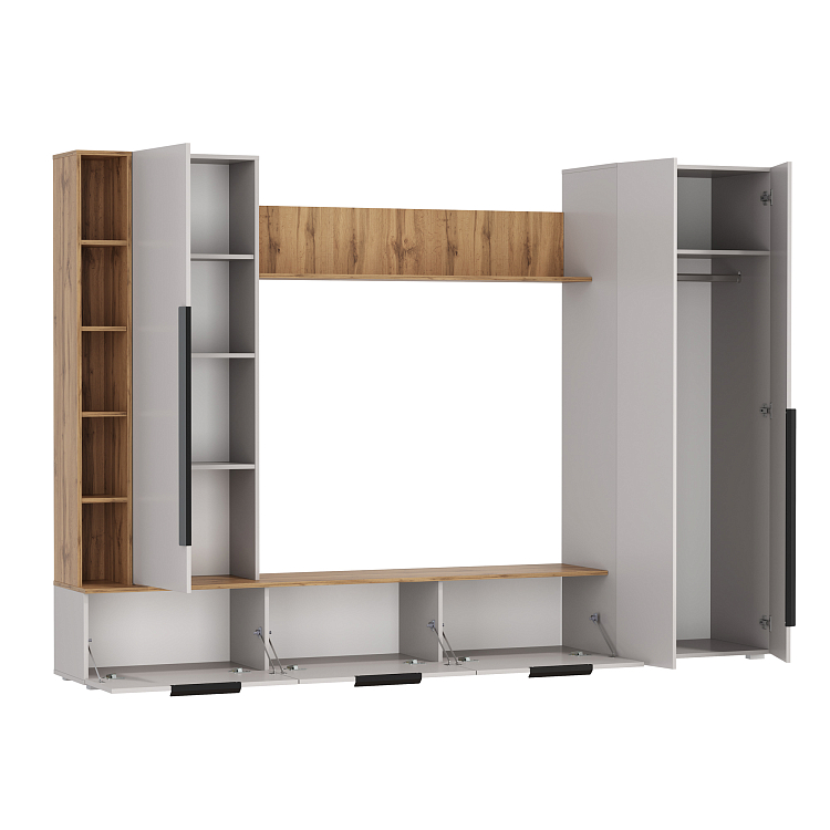 Шкаф многоцелевого назначения 63.02 Аккорд кашемир/дуб золотой/ДВПО белый