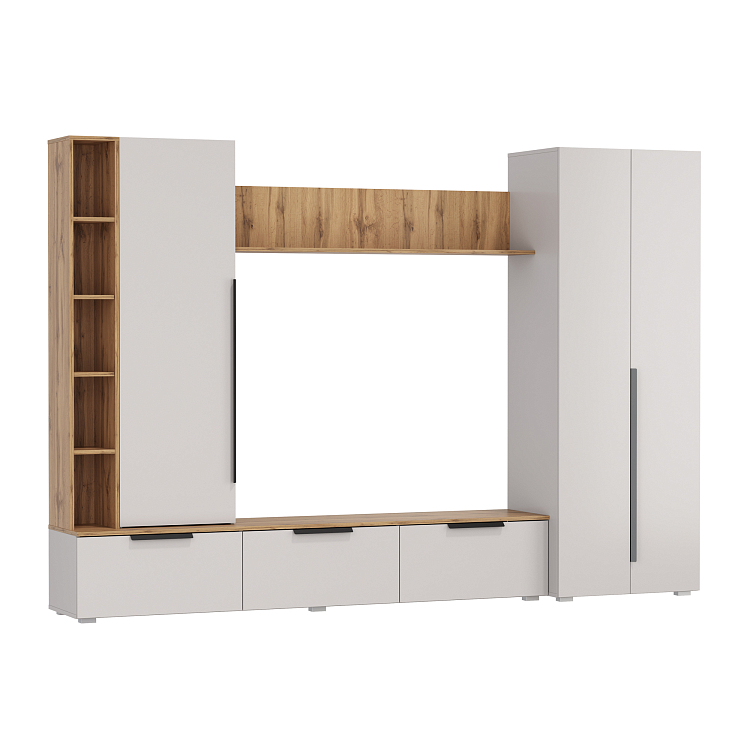 Шкаф многоцелевого назначения 63.02 Аккорд кашемир/дуб золотой/ДВПО белый